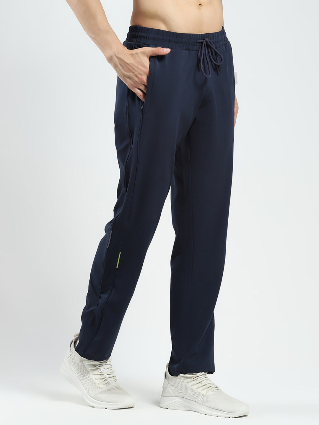 Men Navy Blue Solid Regular Fit Lower