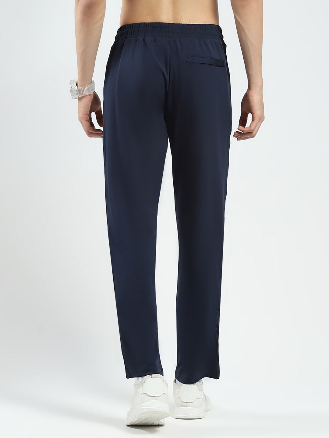 Men Navy Blue Solid Regular Fit Lower