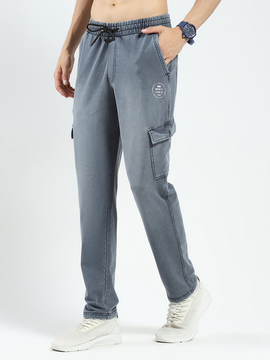 Men Grey Solid Regular Fit Lower