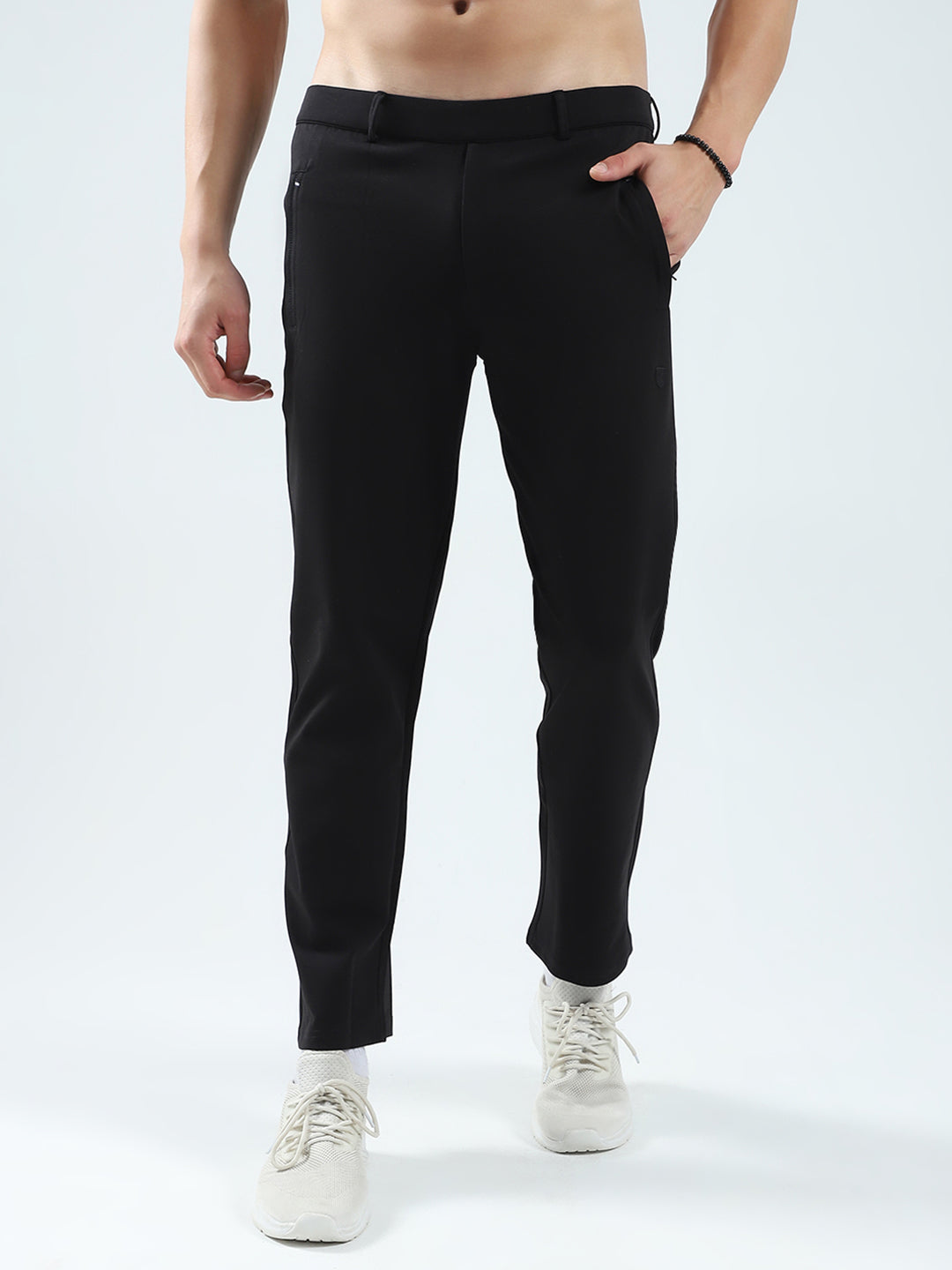 Men Black Solid Regular Fit Lower