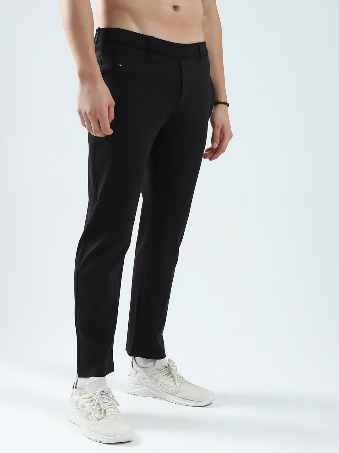 Men Black Solid Regular Fit Lower