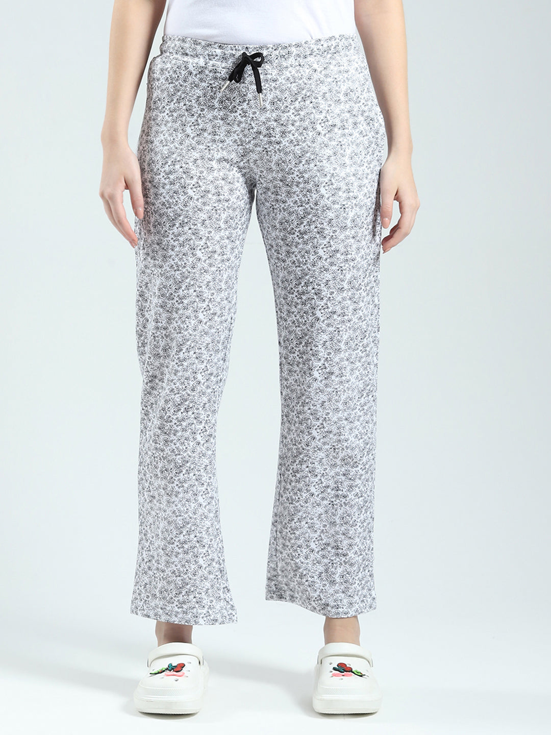 Women White Printed Regular Fit Lower