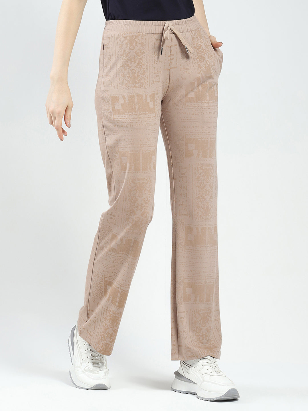 Women Khaki Printed Regular Fit Lower