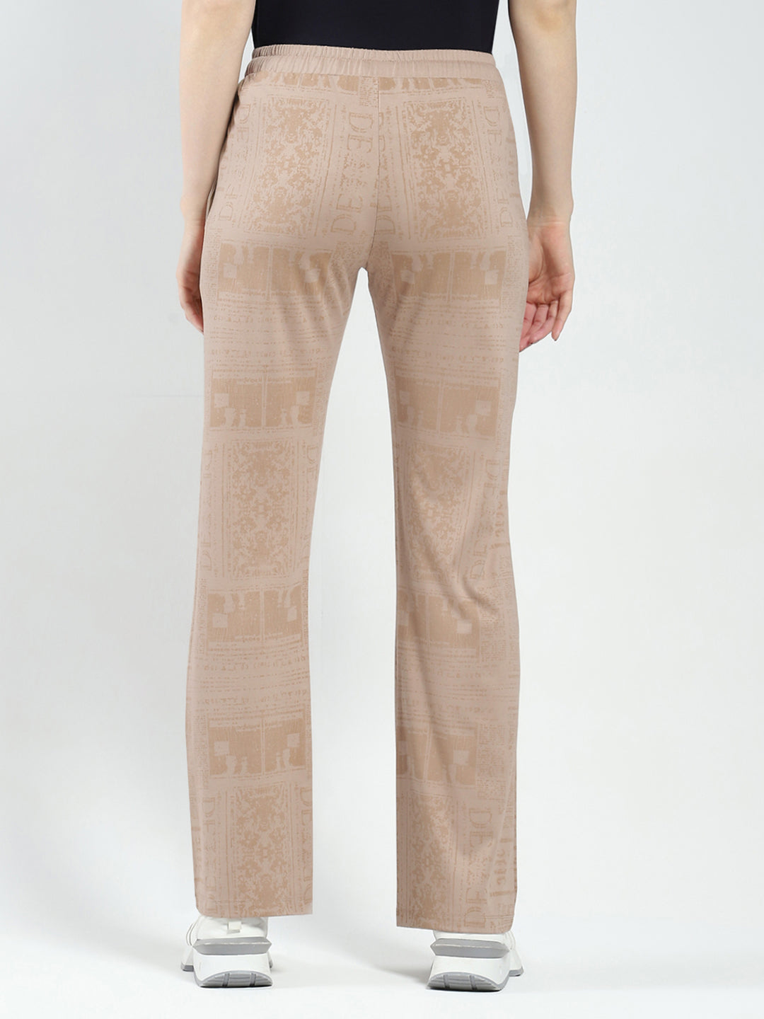 Women Khaki Printed Regular Fit Lower