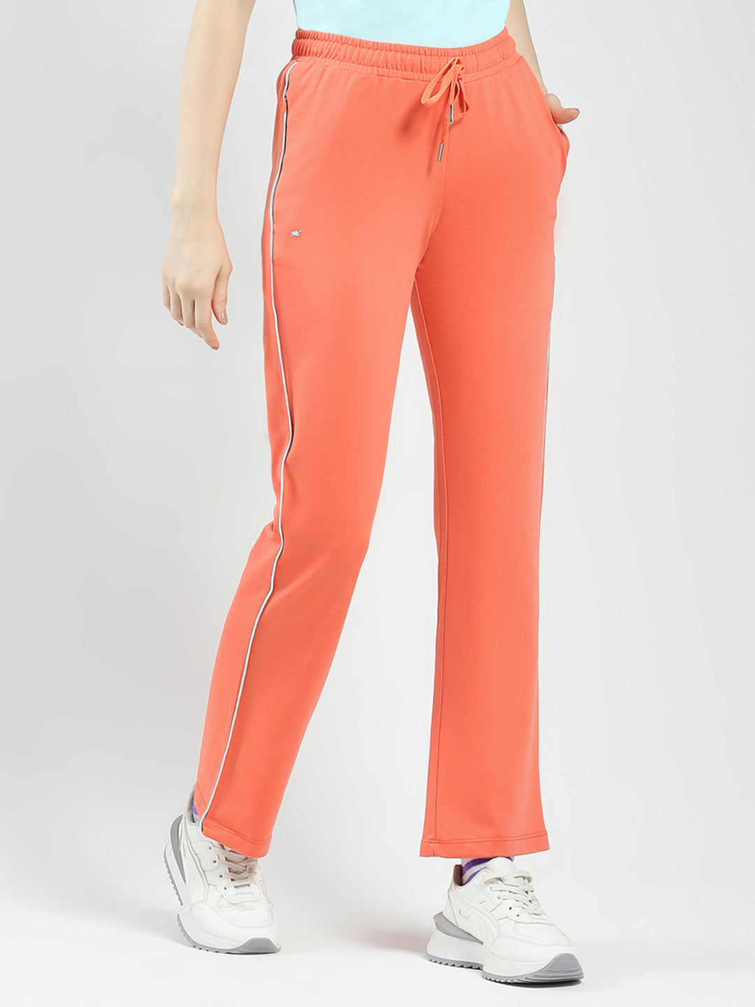 Women Orange Solid Regular Fit Lower