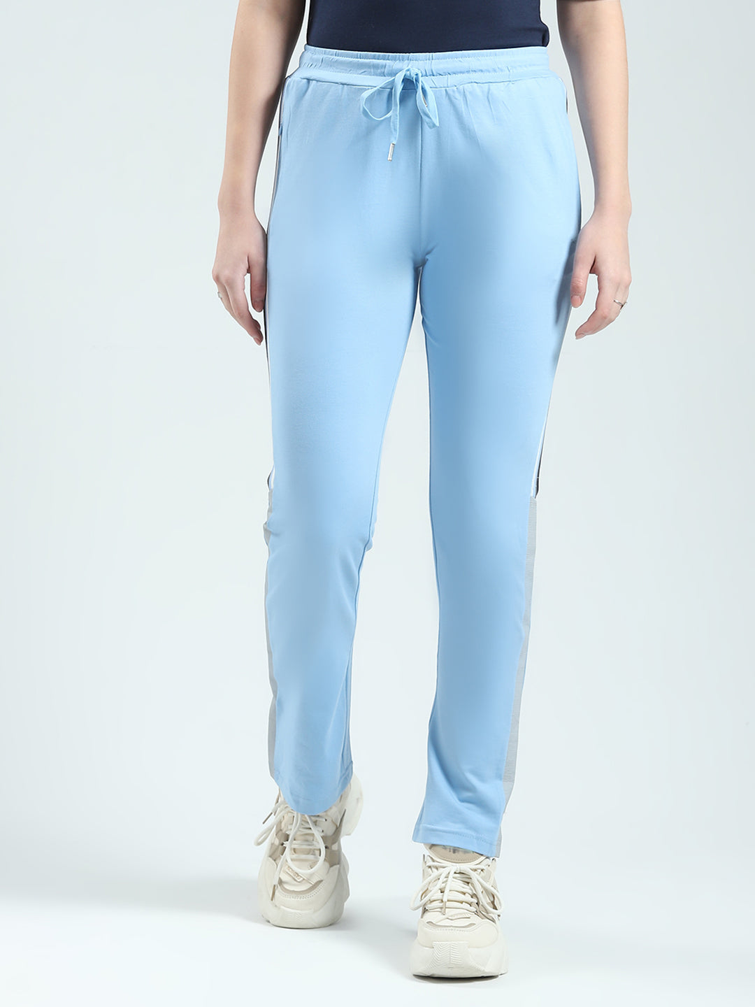 Women Sky Blue Solid Regular Fit Lower