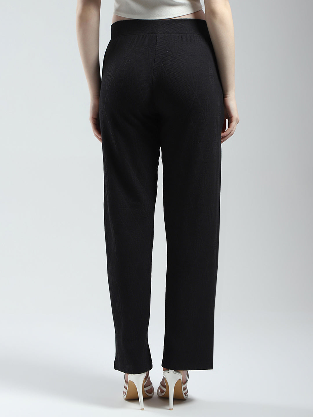 Women Black Self Design Regular Fit Lower
