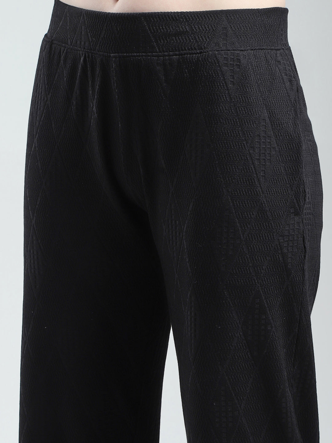 Women Black Self Design Regular Fit Lower