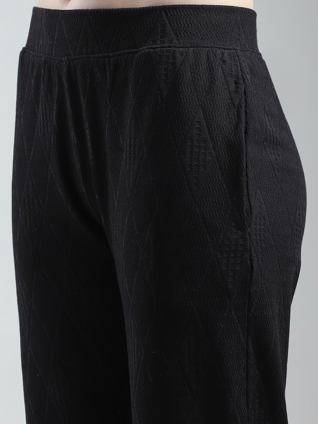 Women Black Self Design Regular Fit Lower