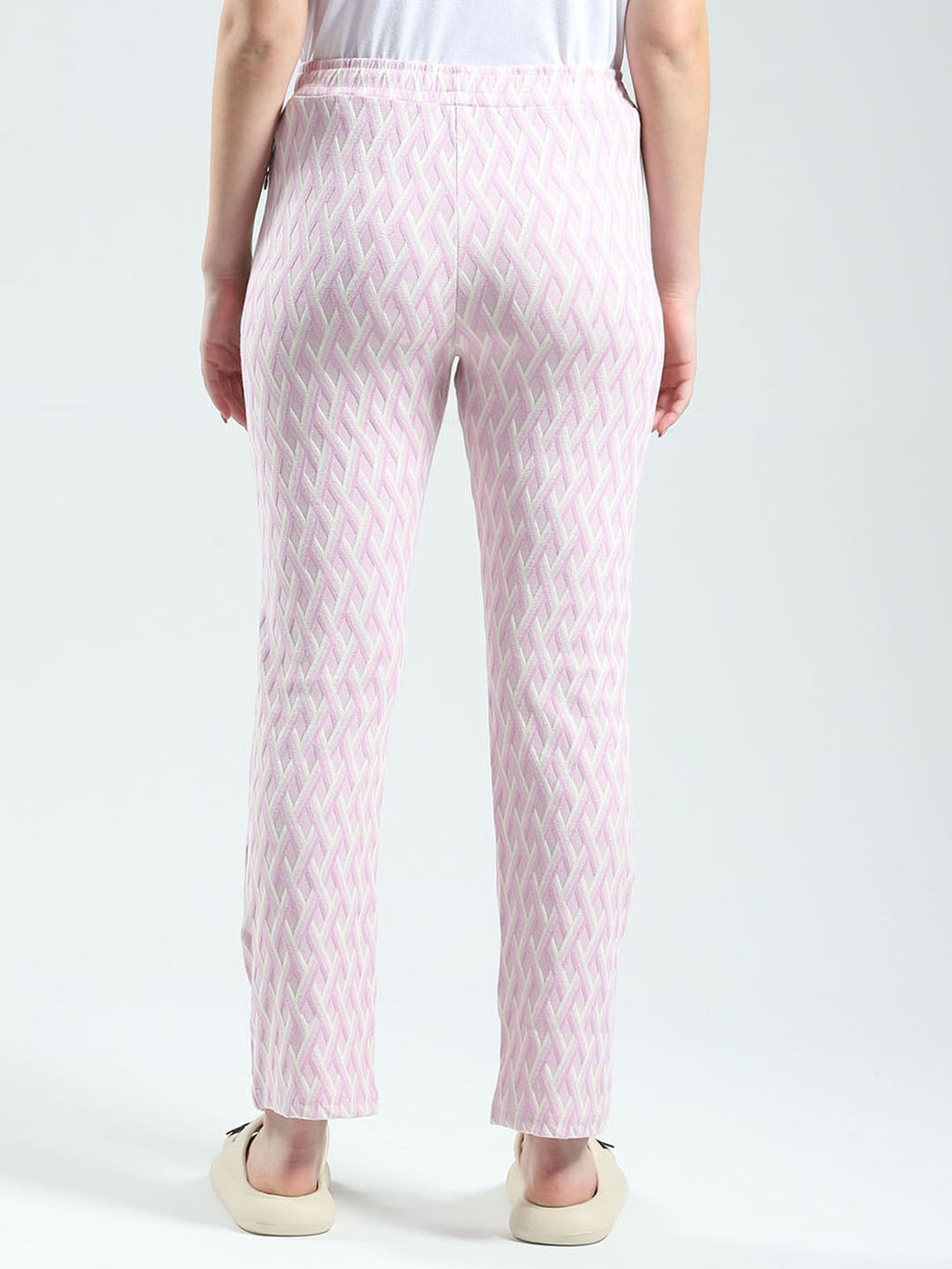 Women Purple Self Design Regular Fit Lower