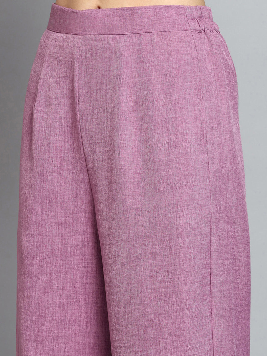 Women Pink Self Design Collar 3/4th Sleeve Cords Set