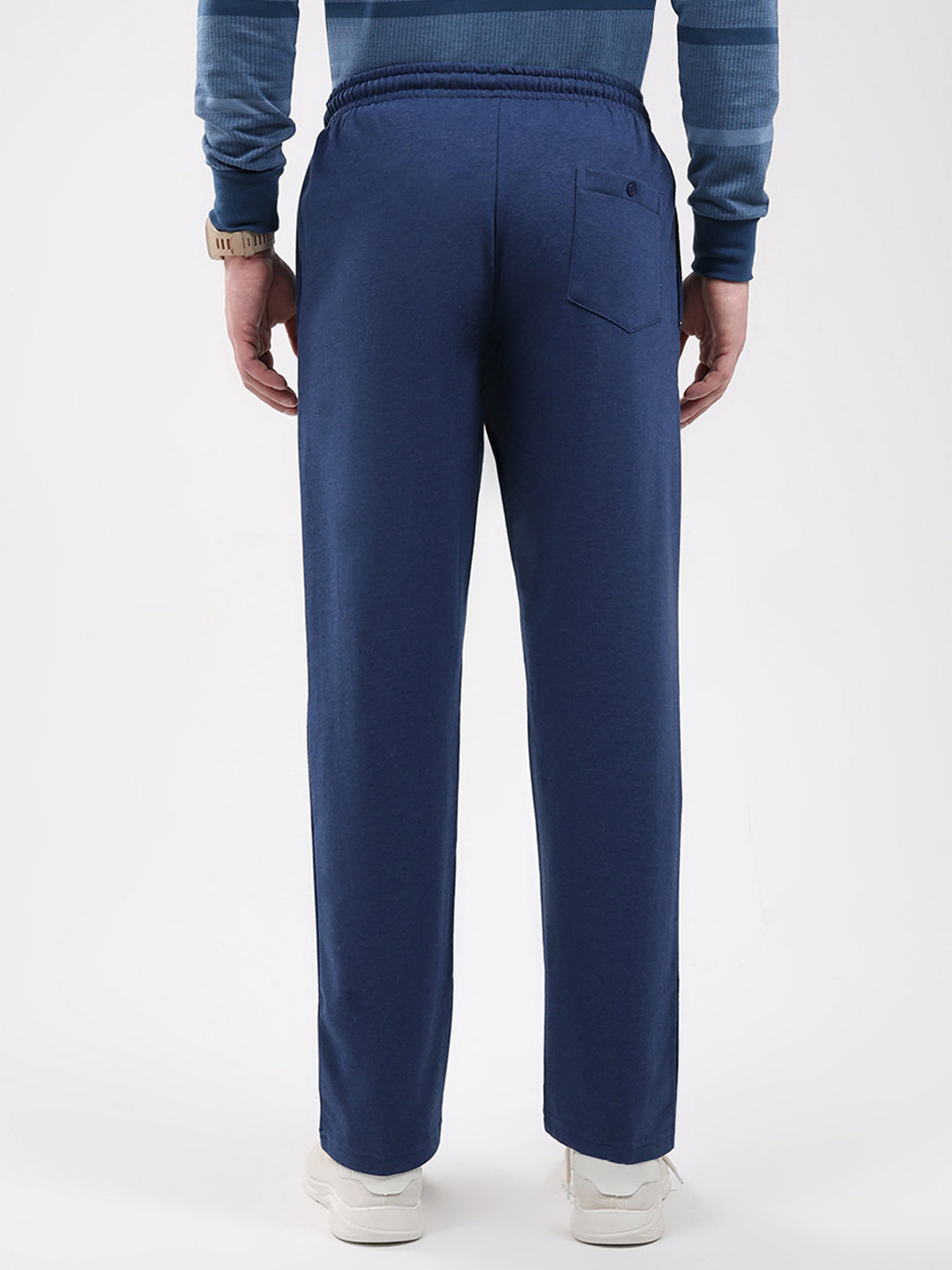 Men Blue Solid Regular Fit Winter Lower