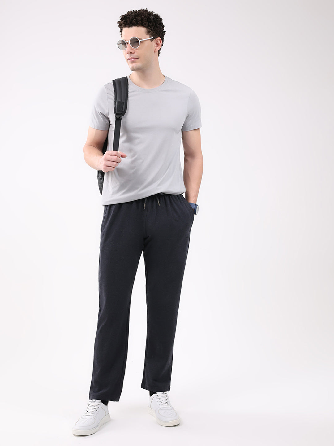 Men Charcoal Solid Regular Fit Winter Lower