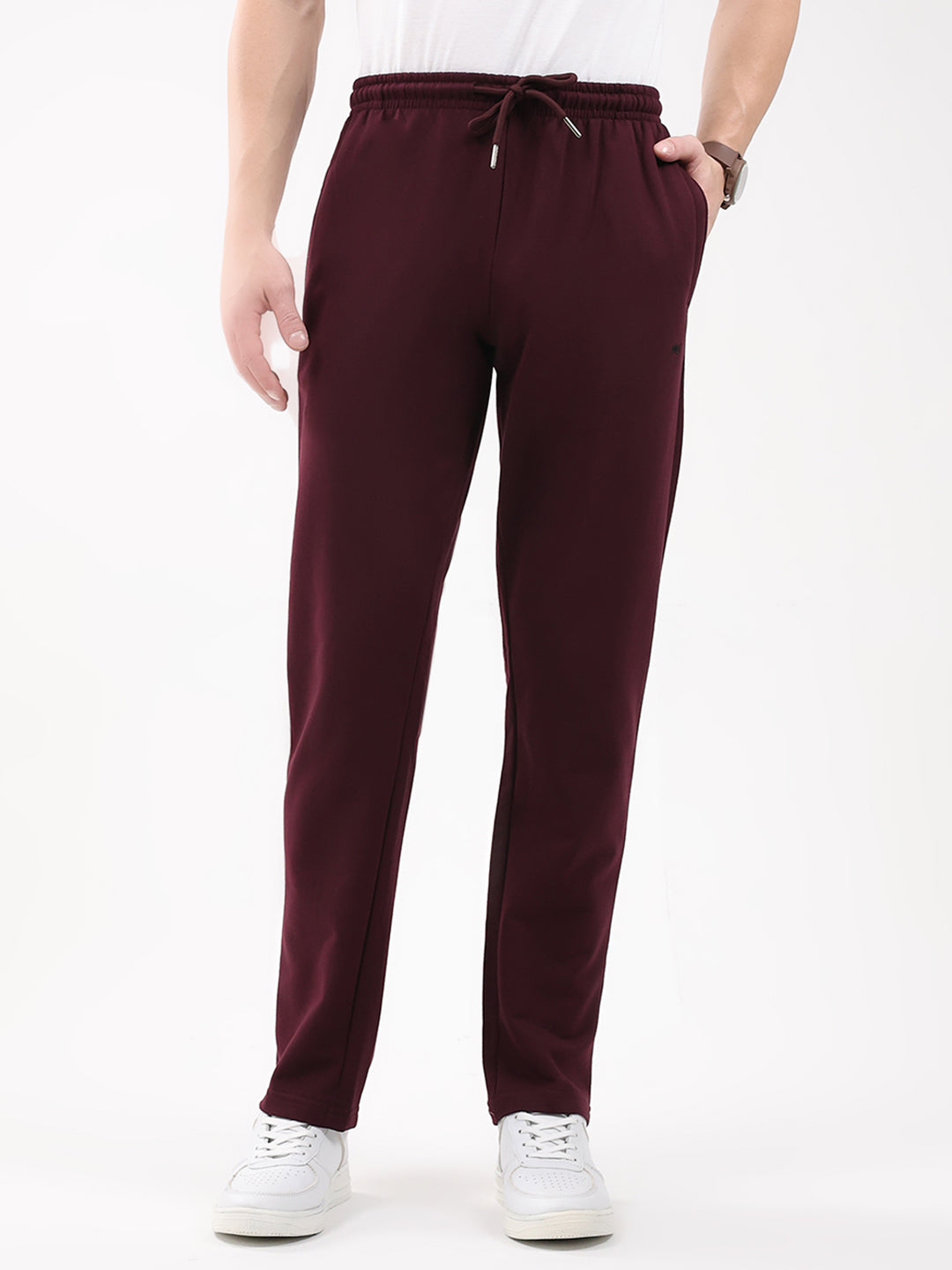 Men Maroon Solid Regular Fit Winter Lower