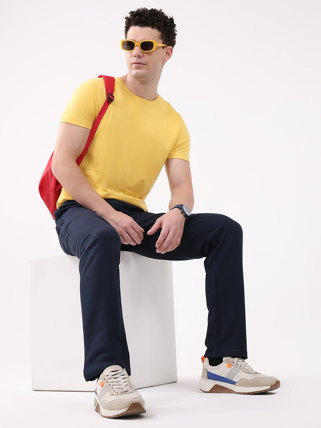 Men Navy Blue Solid Regular Fit Winter Lower