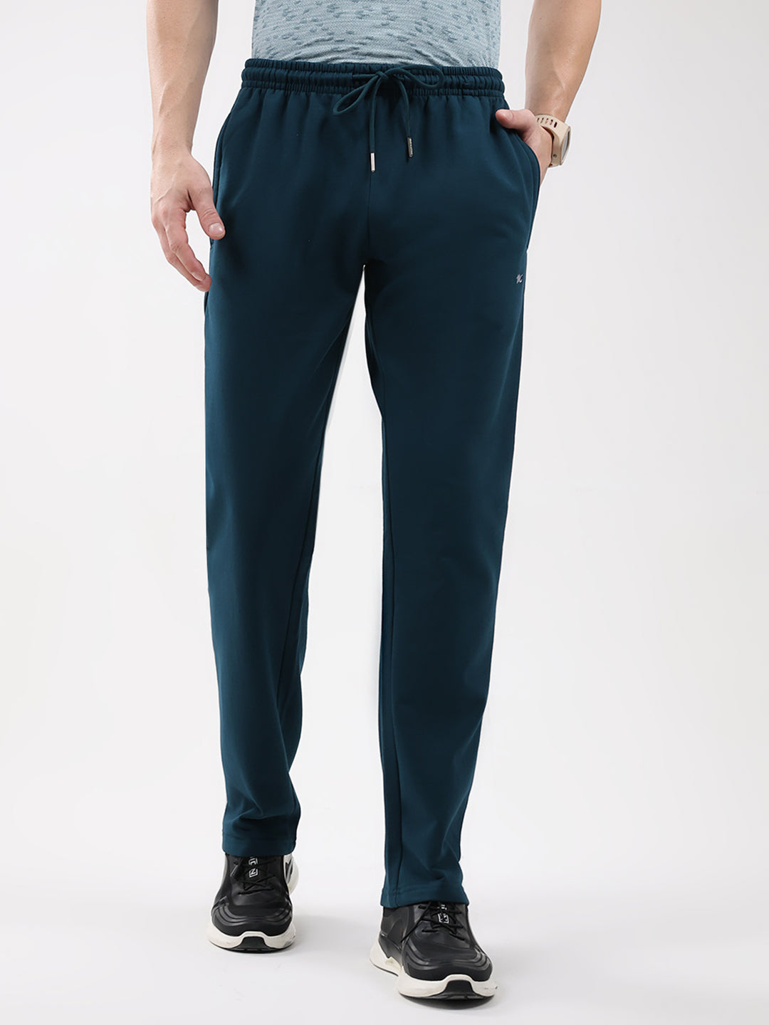 Men Teal Blue Solid Regular Fit Winter Lower