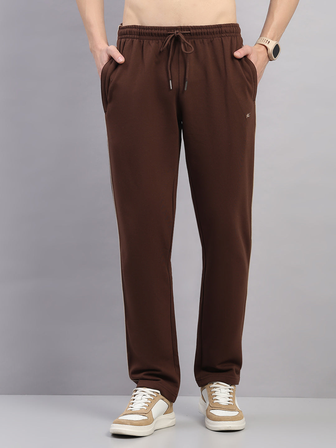 Men Brown Solid Regular Fit Winter Lower