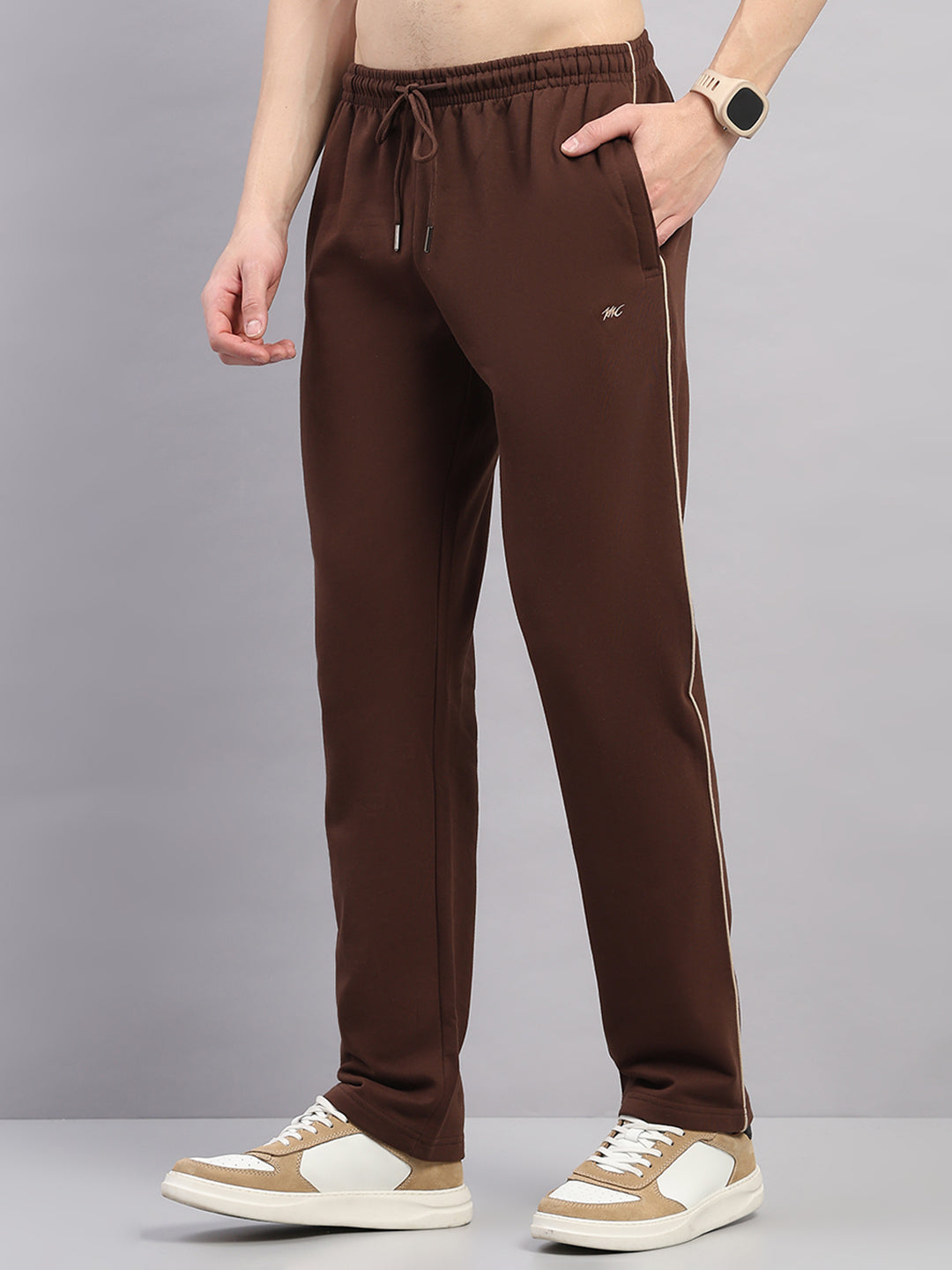 Men Brown Solid Regular Fit Winter Lower