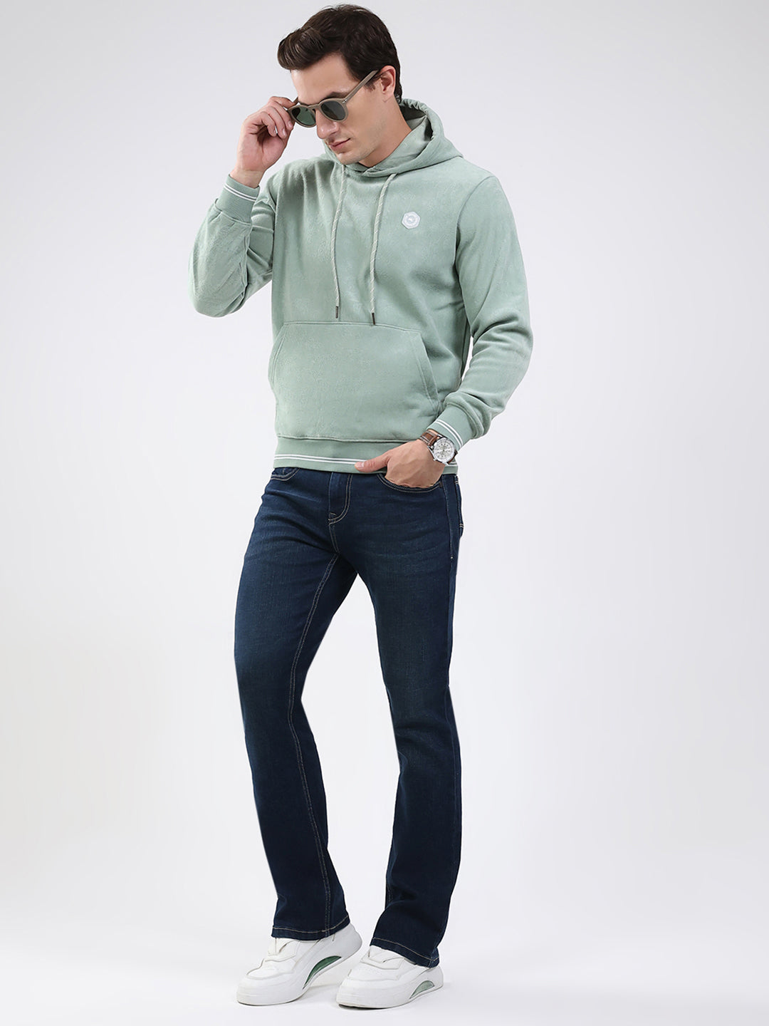 Men Green Super Soft Hooded Sweatshirt - Extra Warm
