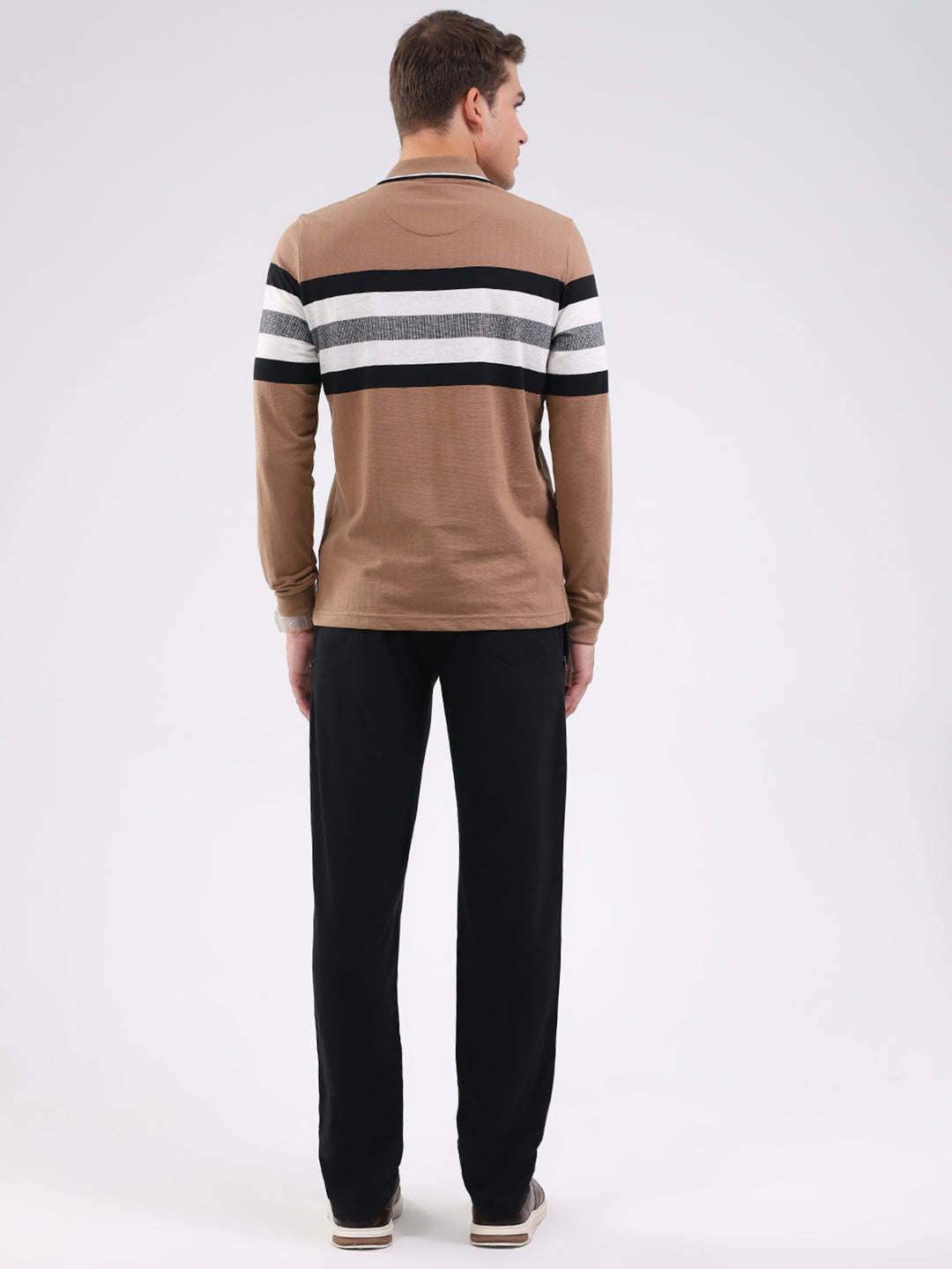 Men Beige Solid Collar Full Sleeve Winter Tracksuit