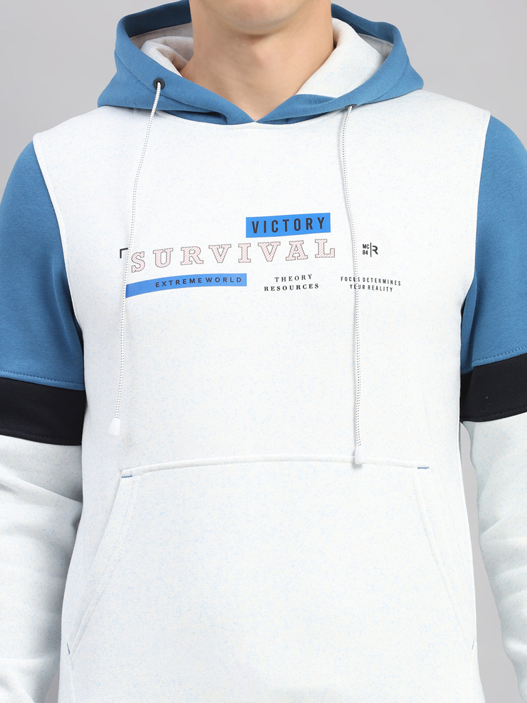 Men Blue Solid Collar Full Sleeve Winter Tracksuit