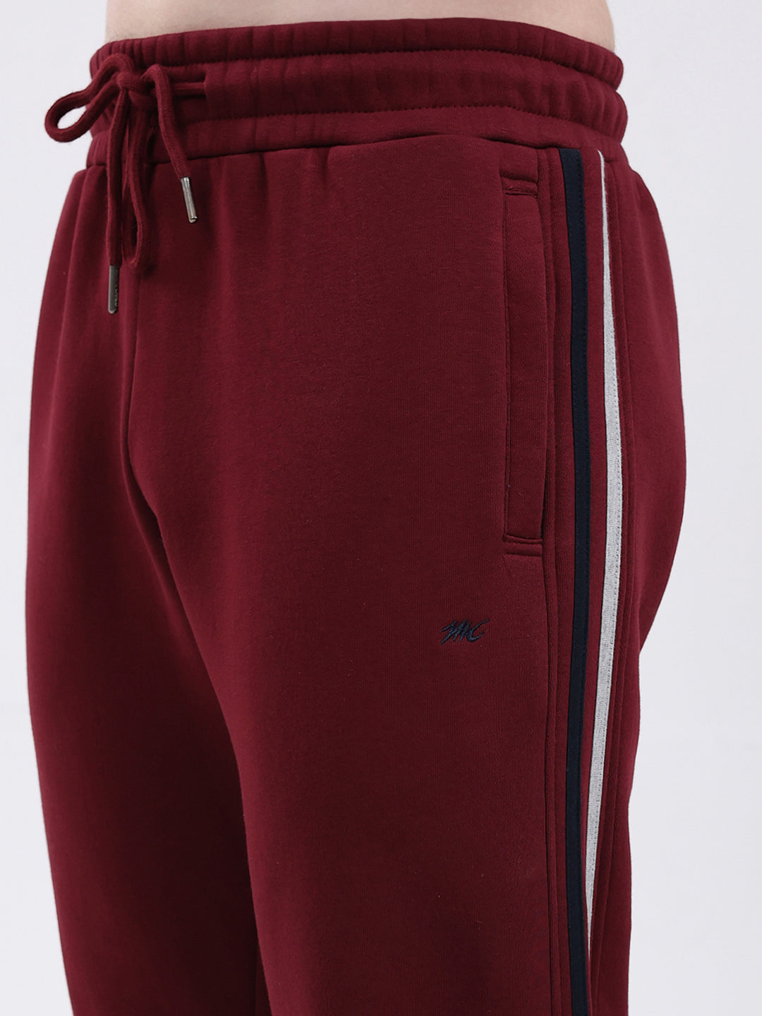 Men Maroon Solid Collar Full Sleeve Winter Tracksuit