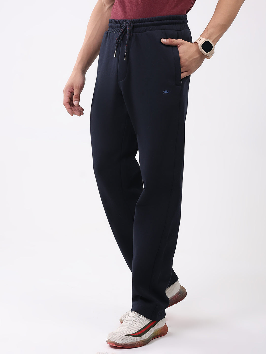 Men Navy Blue Solid Collar Full Sleeve Winter Tracksuit