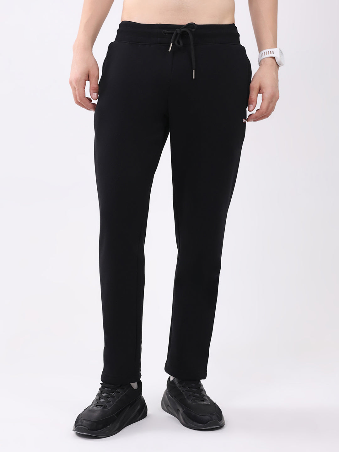 Men Black Solid Regular Fit Winter Lower