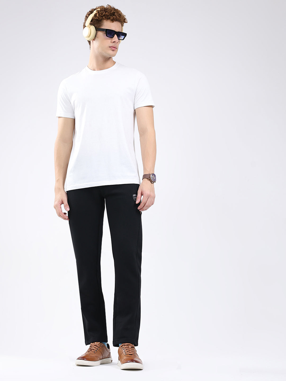Men Black Solid Regular Fit Winter Lower