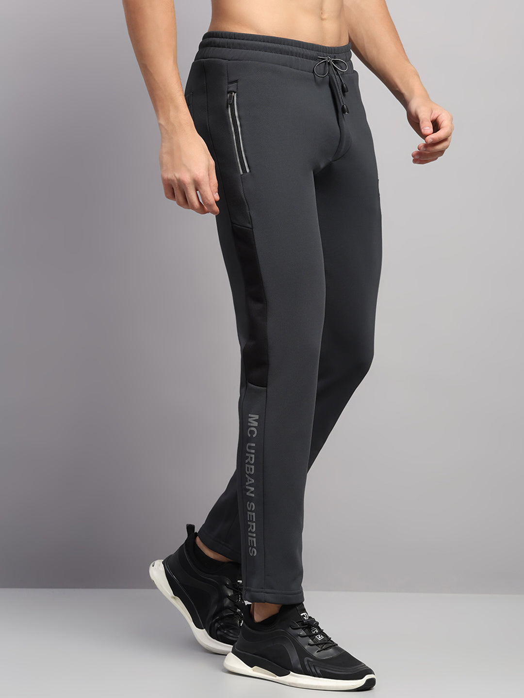 Men Charcoal Solid Regular Fit Winter Lower