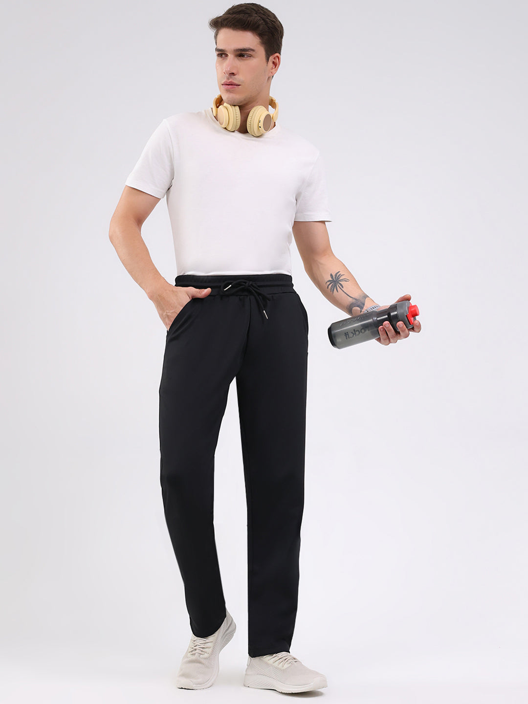 Men Black Solid Regular Fit Winter Lower