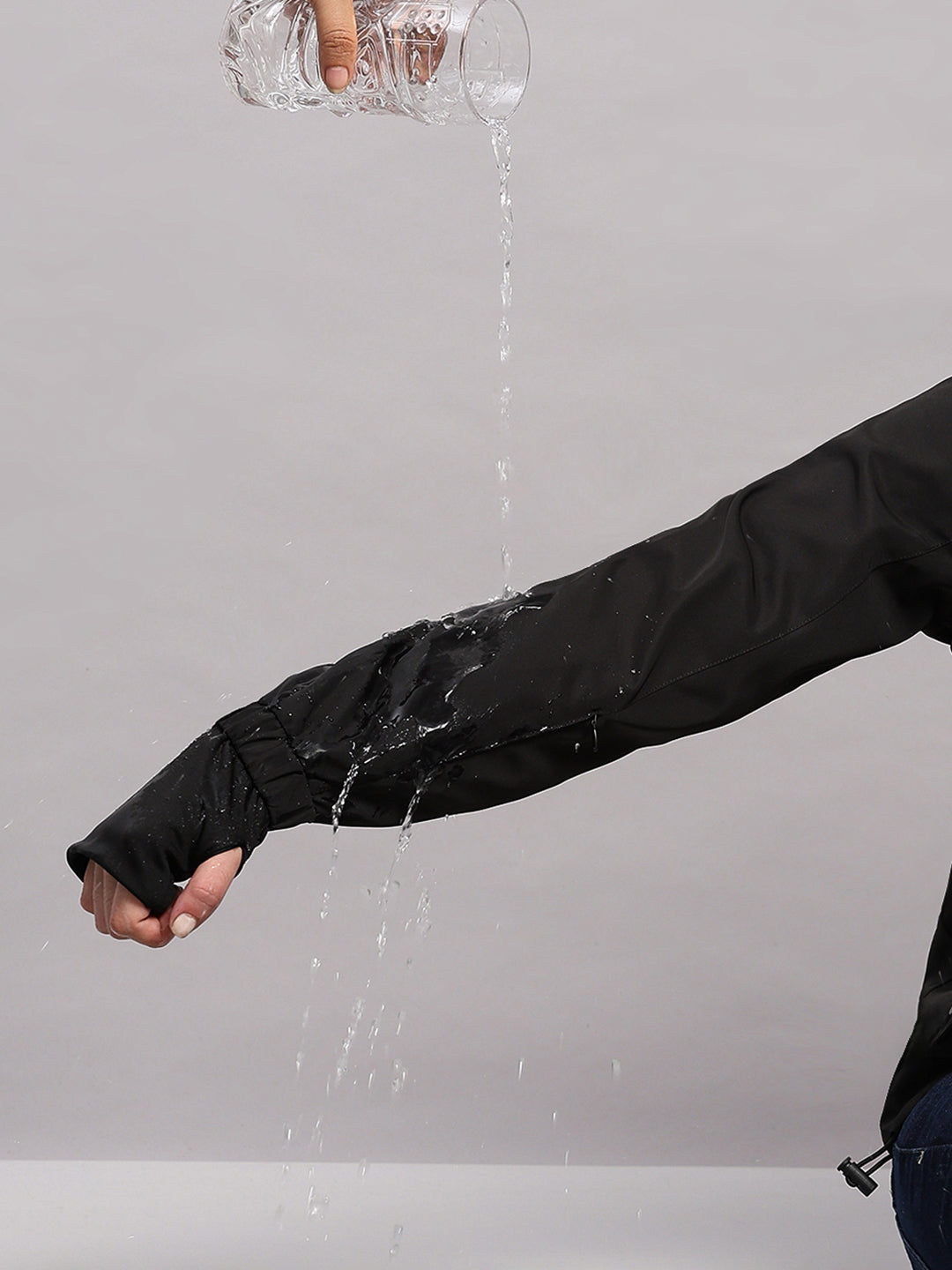 Women Black Solid Hooded Full Sleeve Jacket