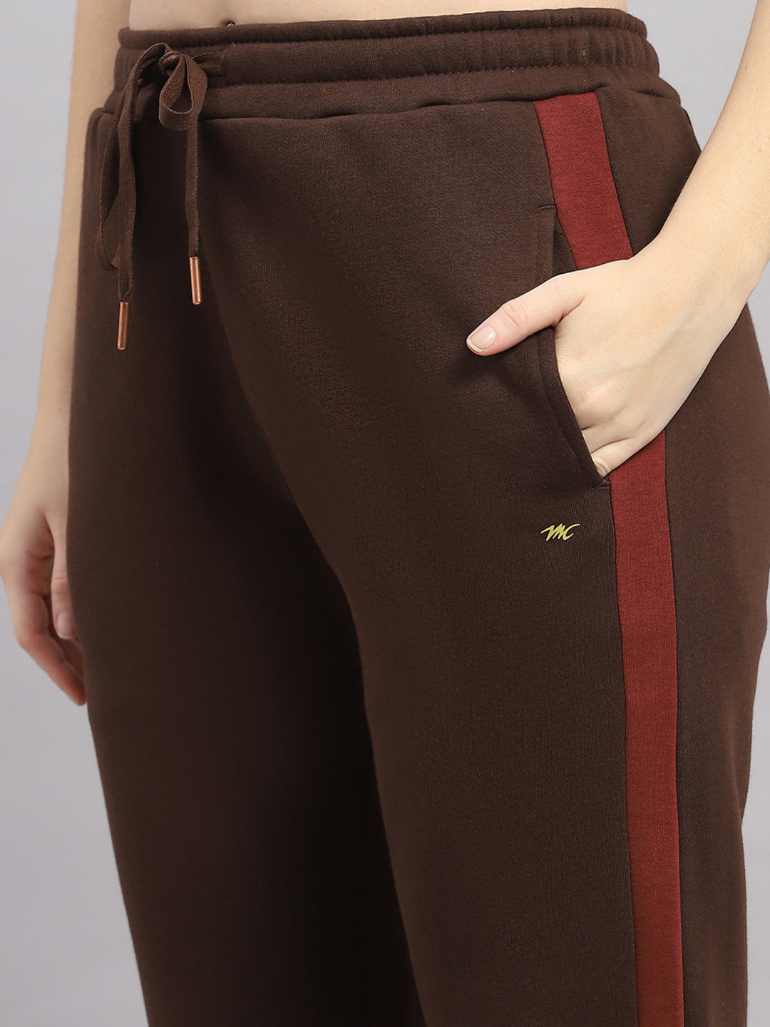 Women Mustard Printed Hooded Full Sleeve Winter Tracksuit