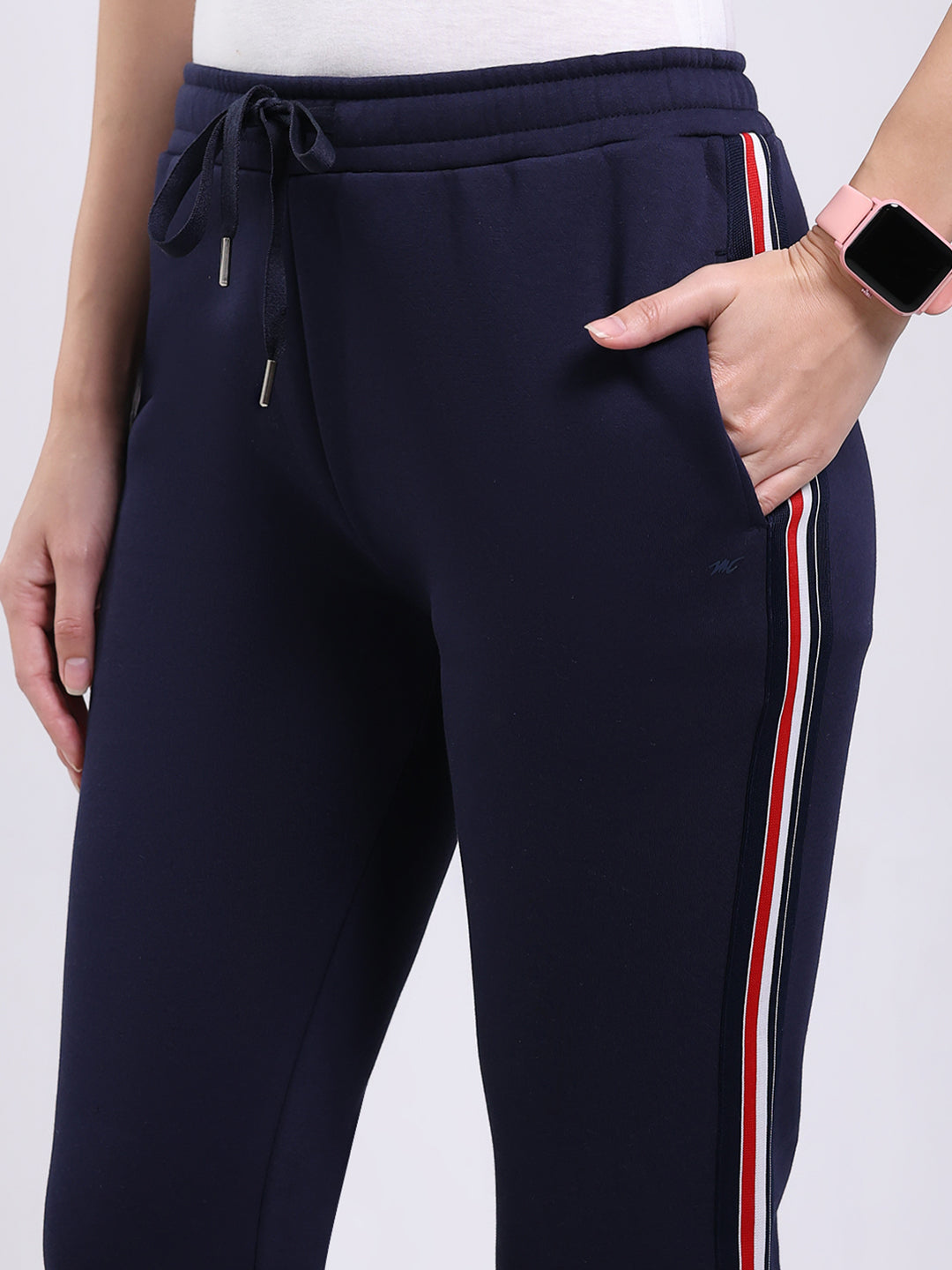 Women Navy Blue Solid Regular Fit Winter Lower