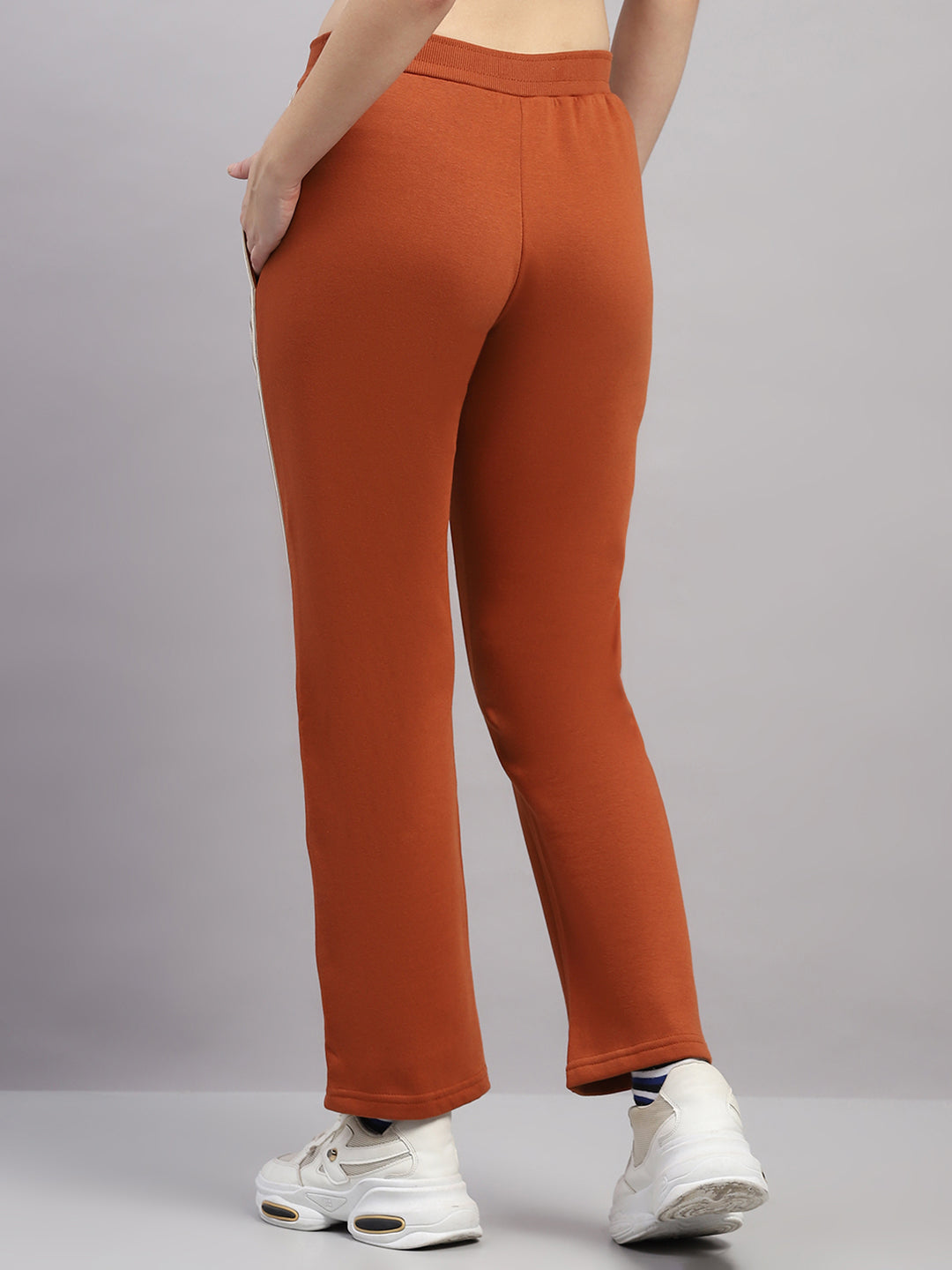 Women Rust Solid Regular Fit Winter Lower
