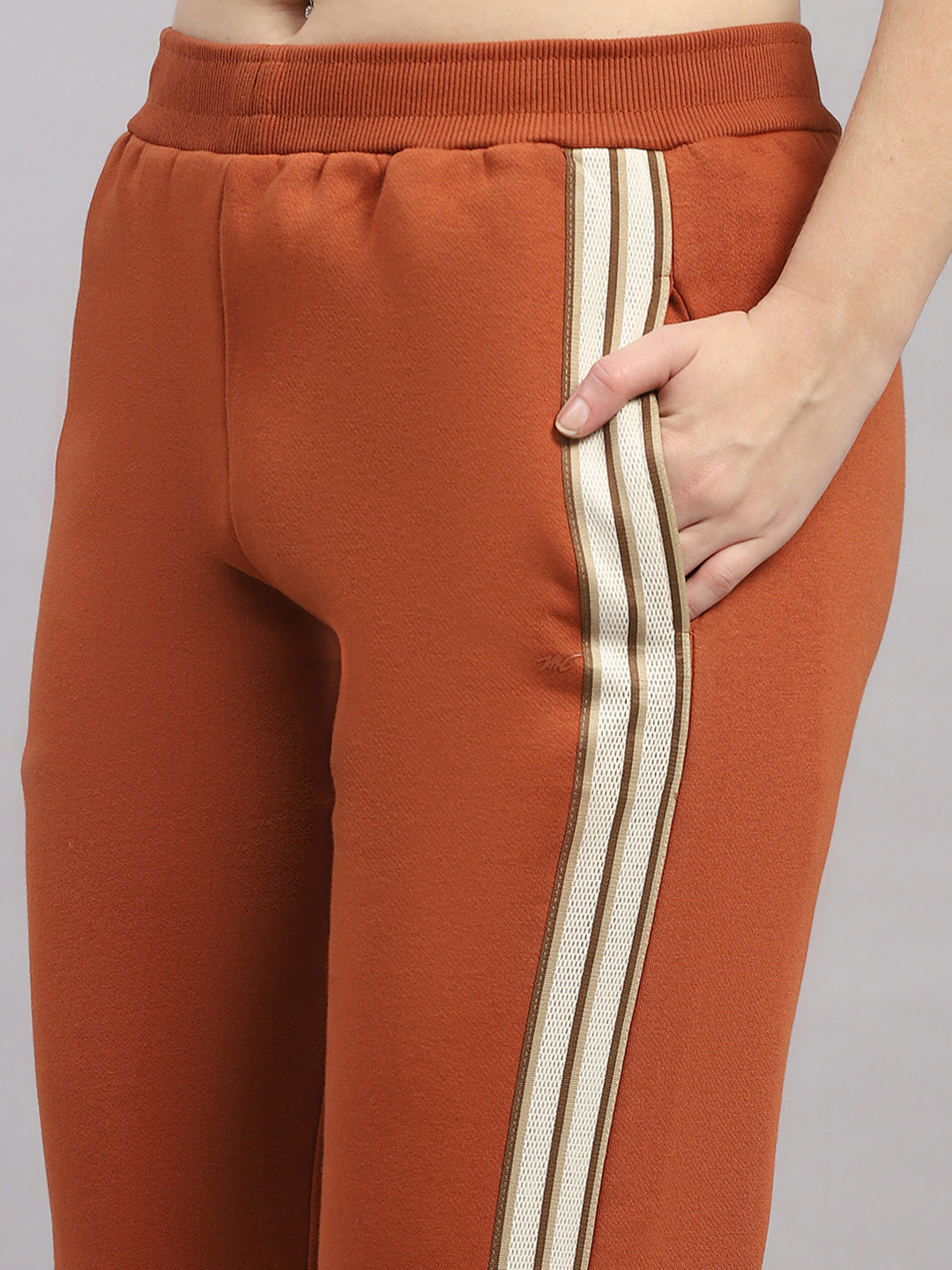 Women Rust Solid Regular Fit Winter Lower