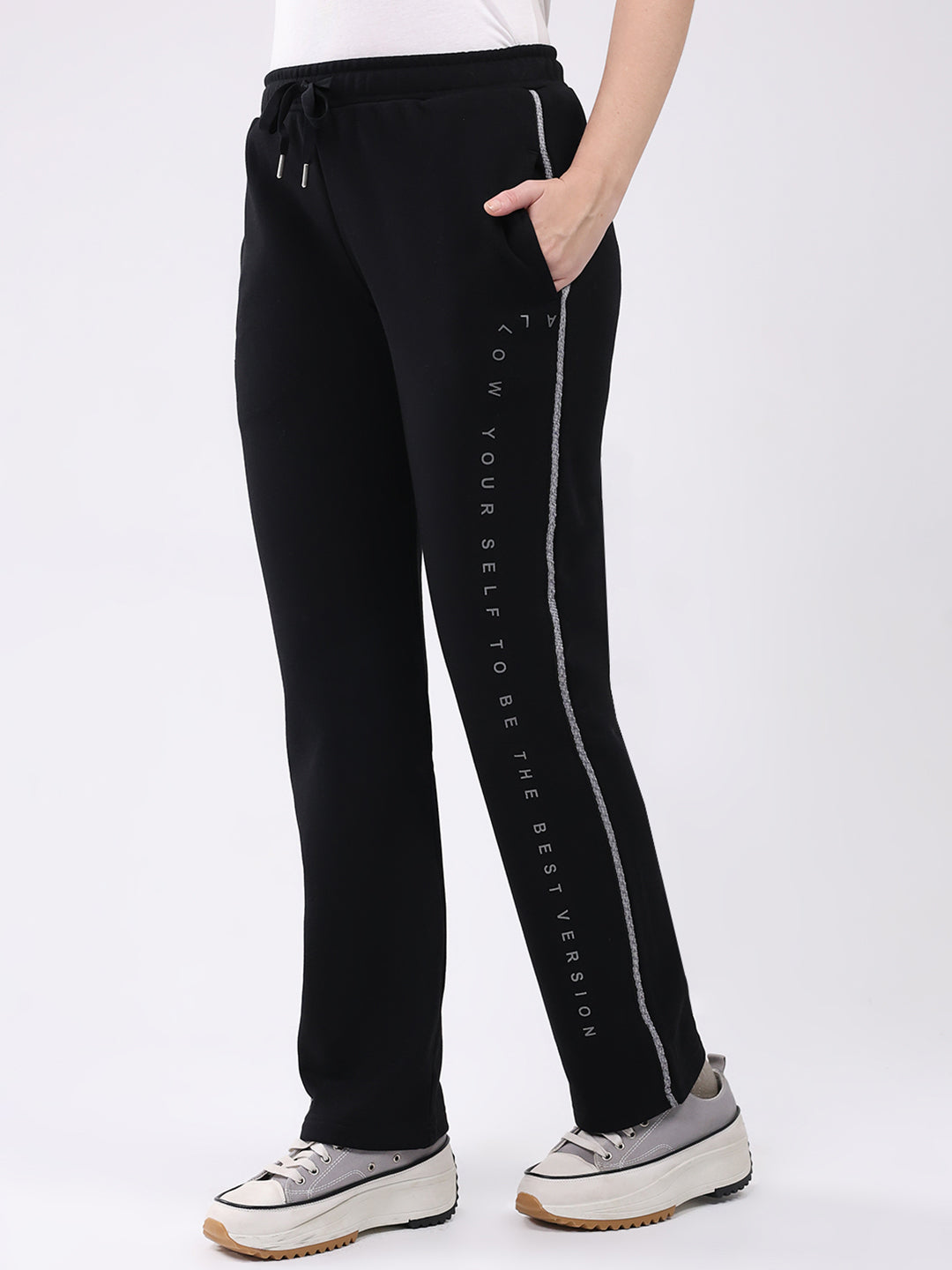 Women Black Printed Regular Fit Winter Lower