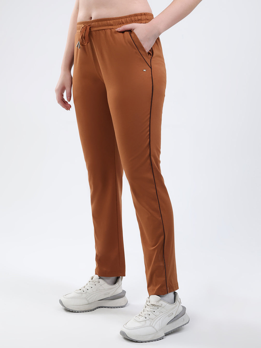 Women Rust Solid Regular Fit Winter Lower