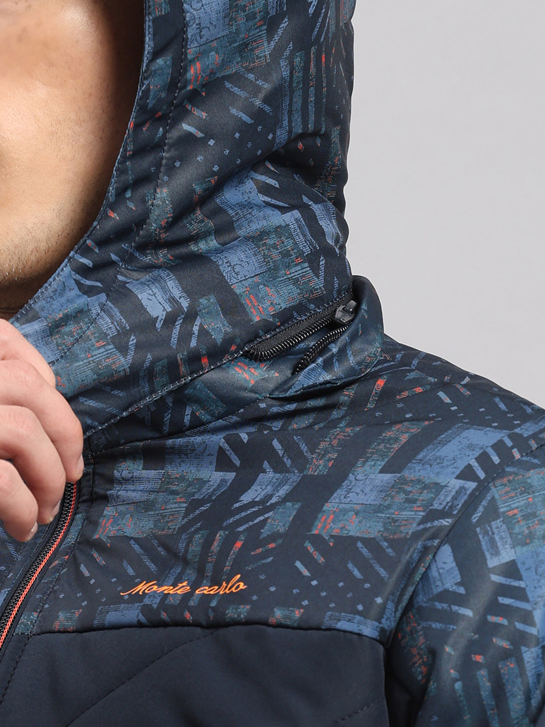 Men Navy Blue Solid Hooded Full Sleeve Jacket