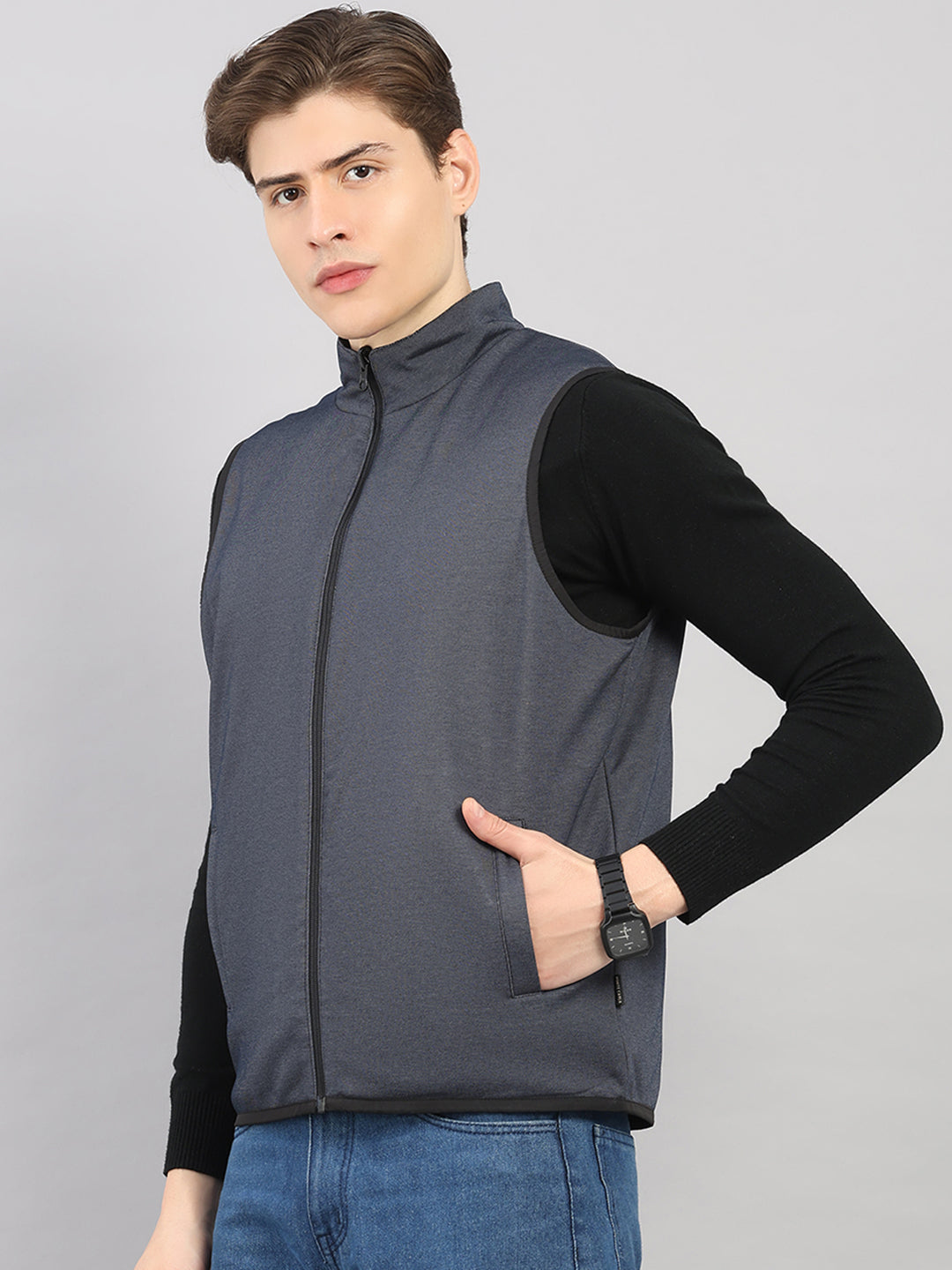 Men Black Solid 4 in 1 Convertible Hooded Jacket Wear It 4 Ways