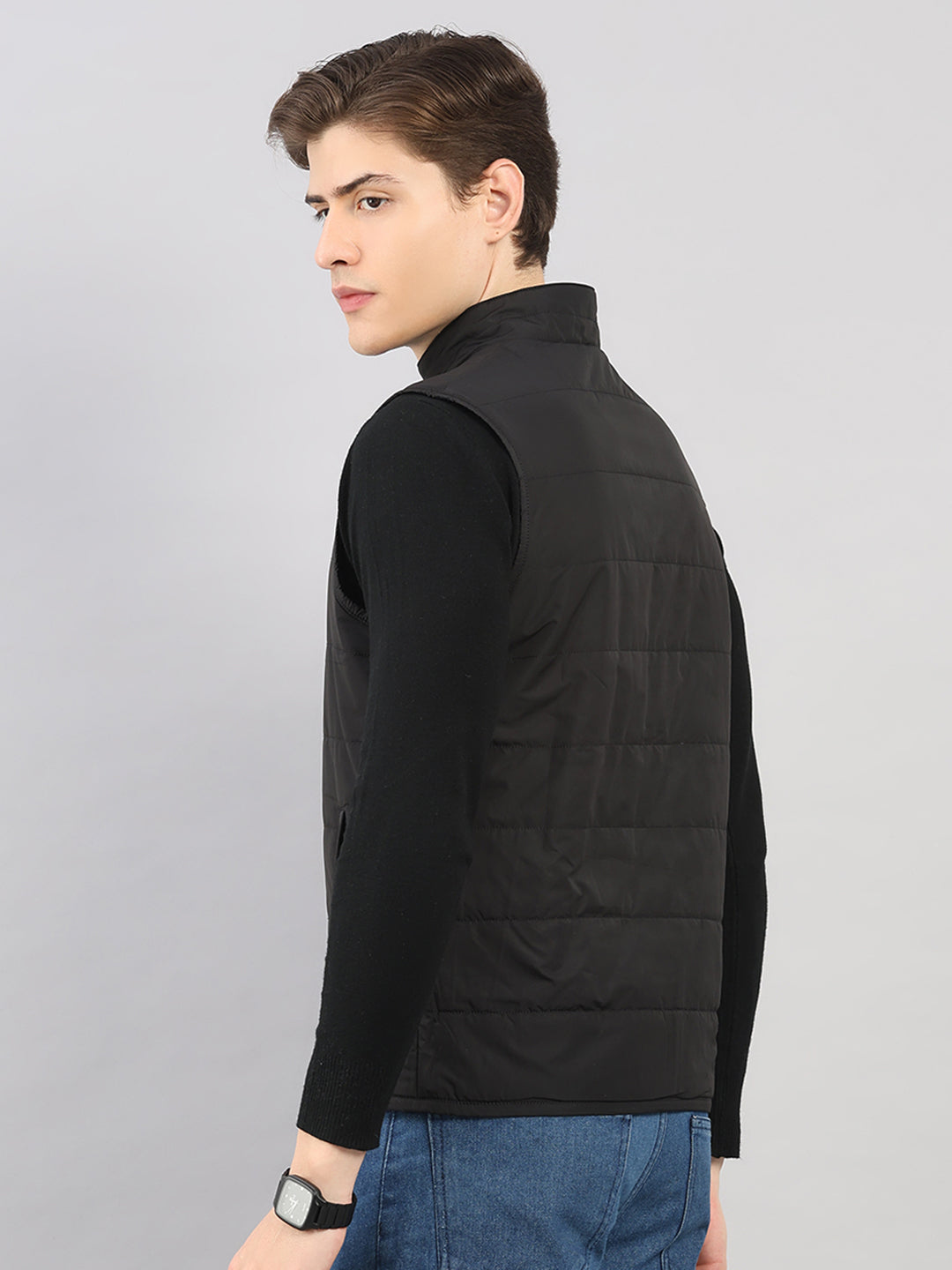 Men Black Solid 4 in 1 Convertible Hooded Jacket Wear It 4 Ways