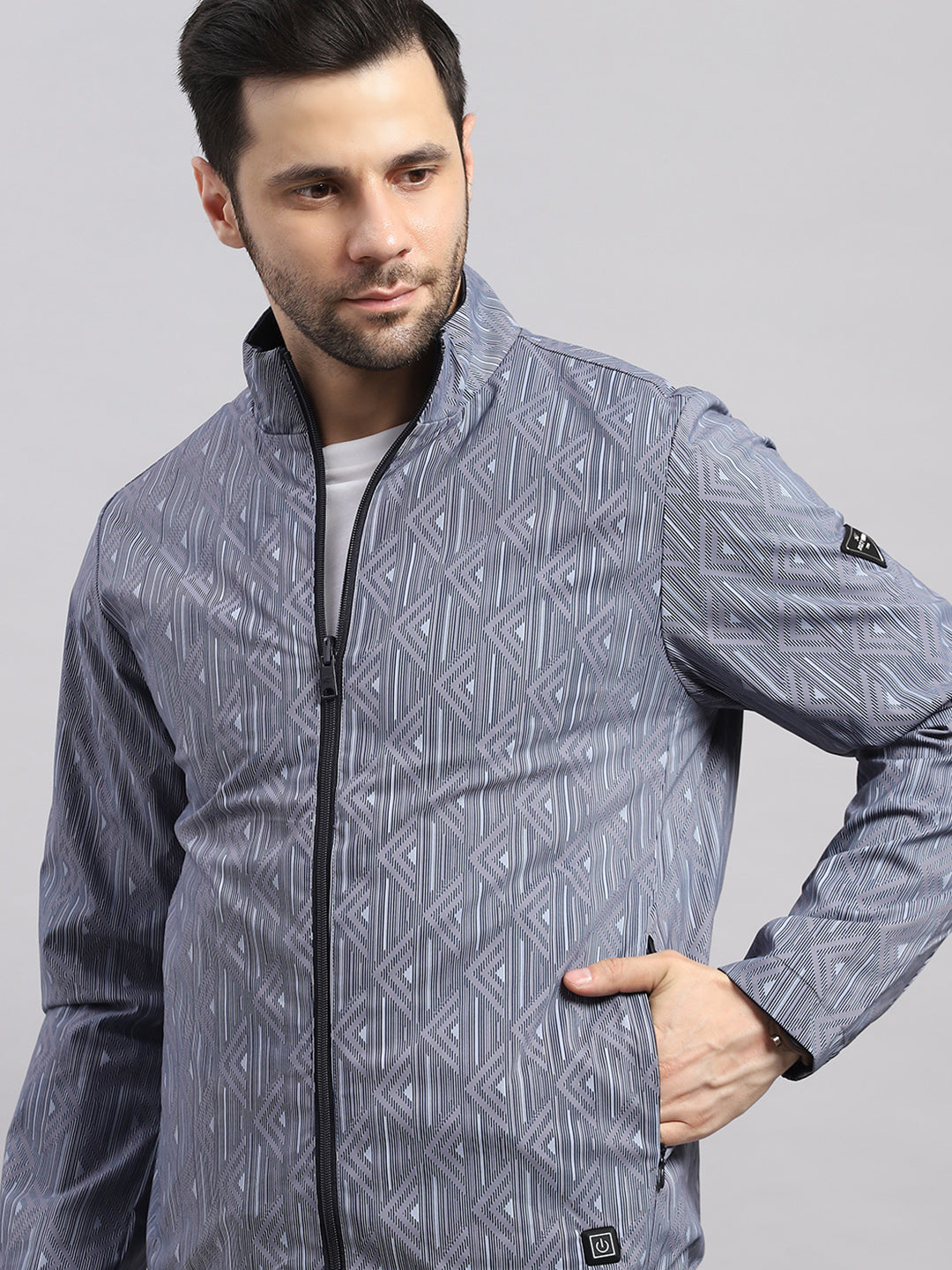 Men Navy Blue Solid Hooded Full Sleeve Reversible Jacket