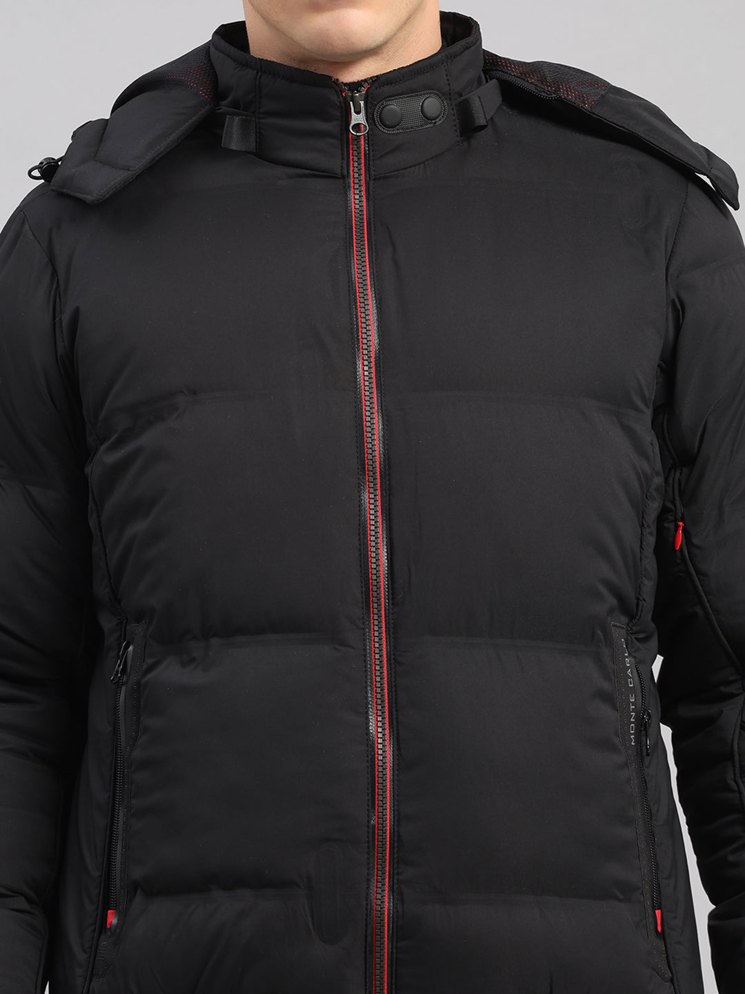 Men Black Smart Hooded Jacket with Integrated Magnetic Earphones