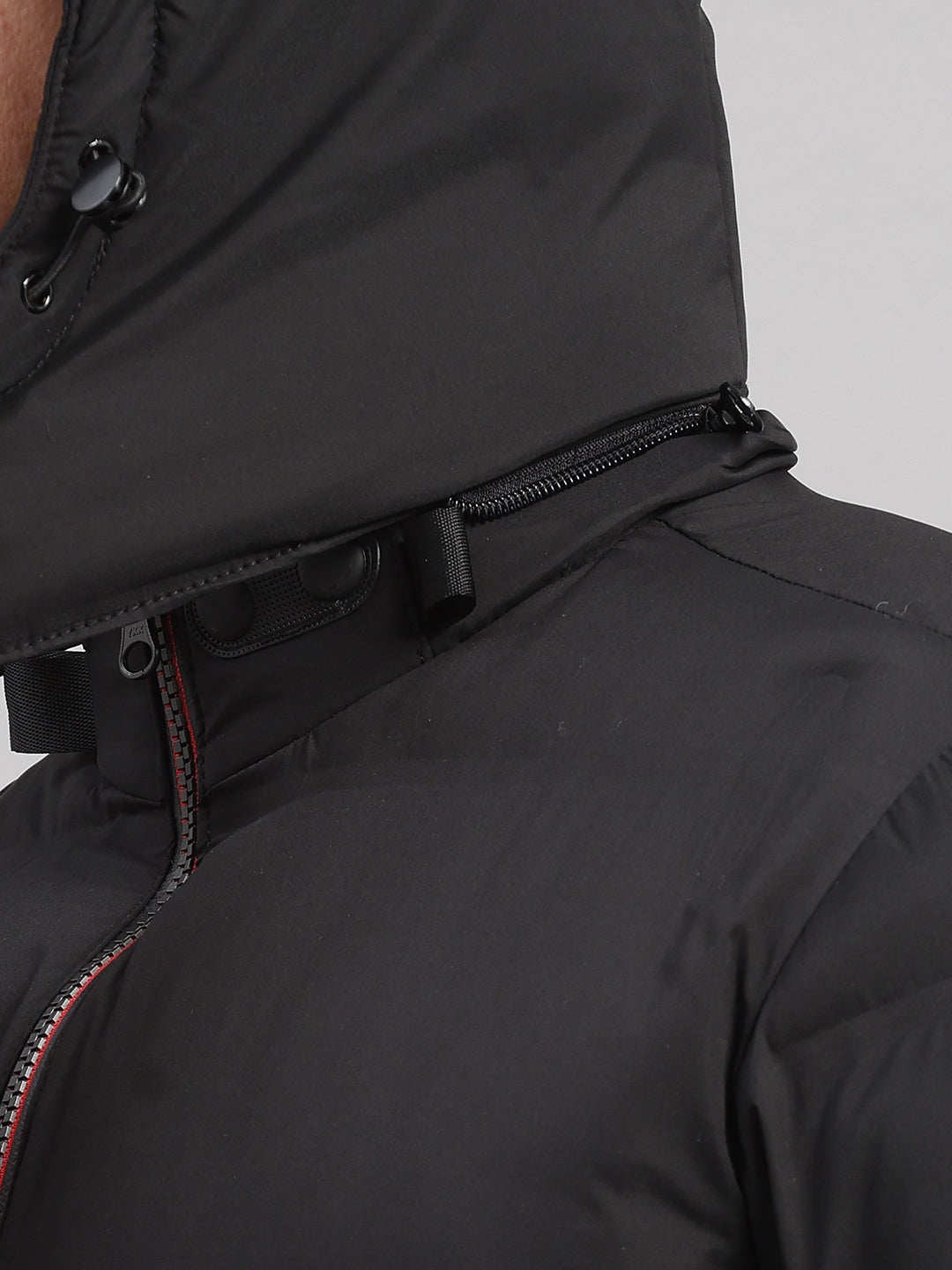 Men Black Smart Hooded Jacket with Integrated Magnetic Earphones