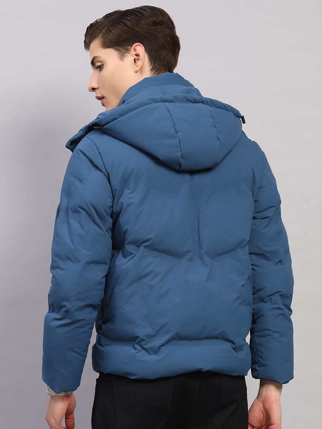 Luxuria Men Blue Solid Hooded Full Sleeve Jacket