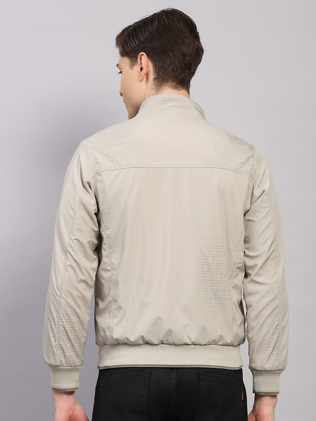 Luxuria Men Beige Solid Collar Full Sleeve Jacket