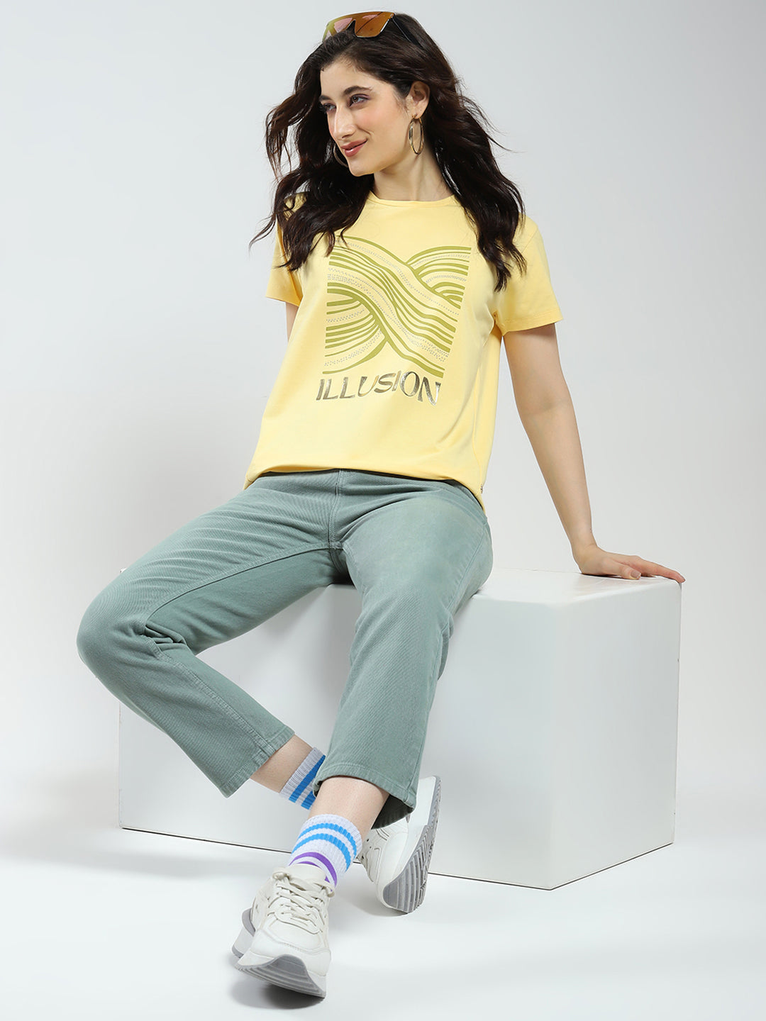 Women Green Solid Slim Fit Denim