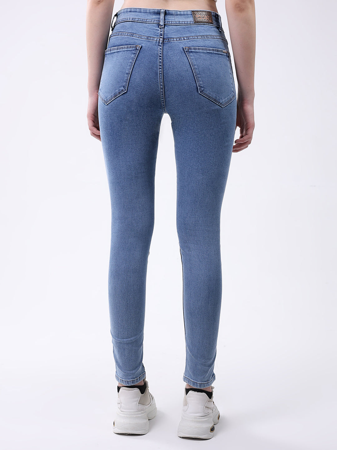 Women Blue Solid Slim Fit Denim