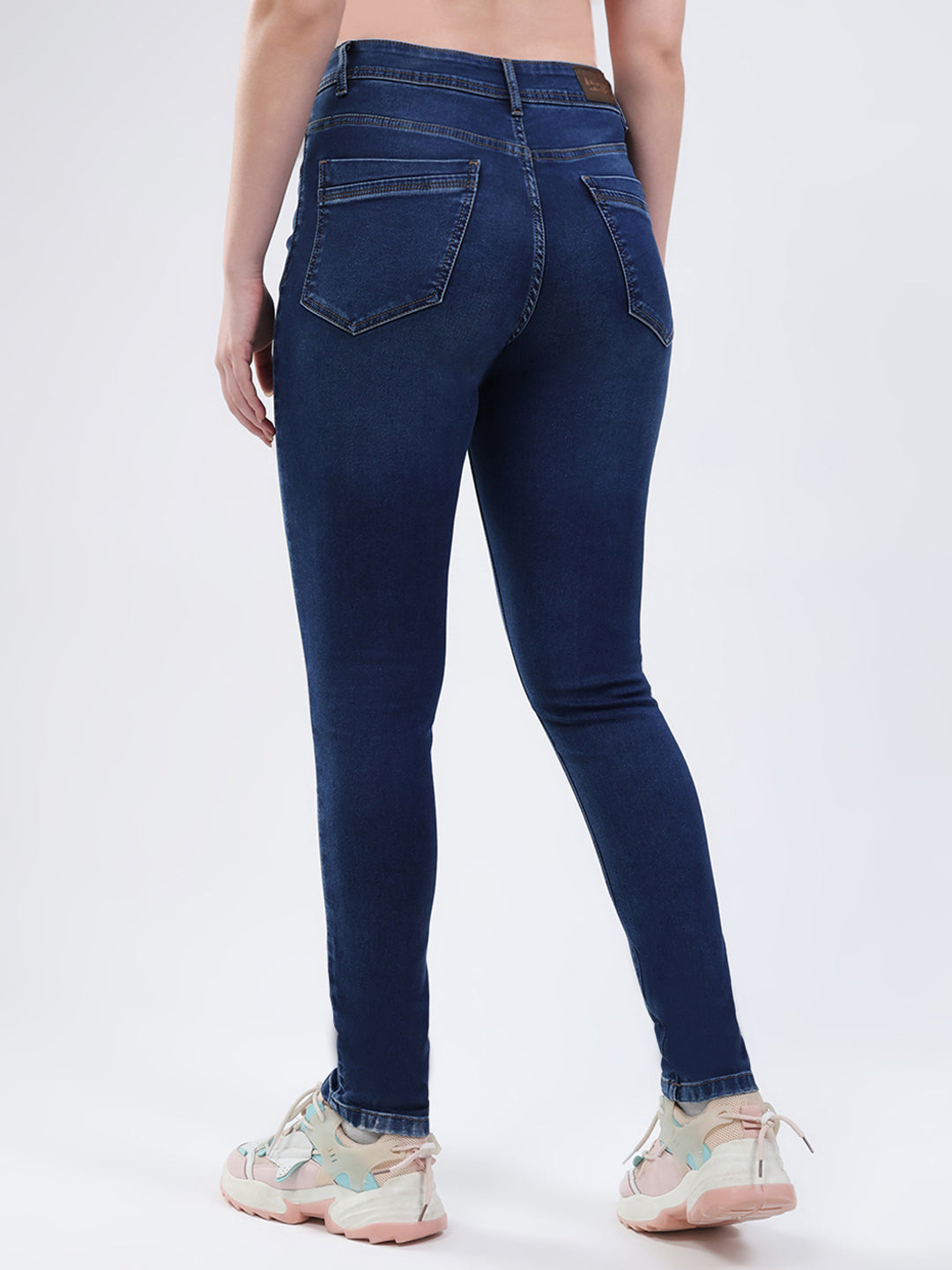 Women Blue Solid Slim Fit Denim