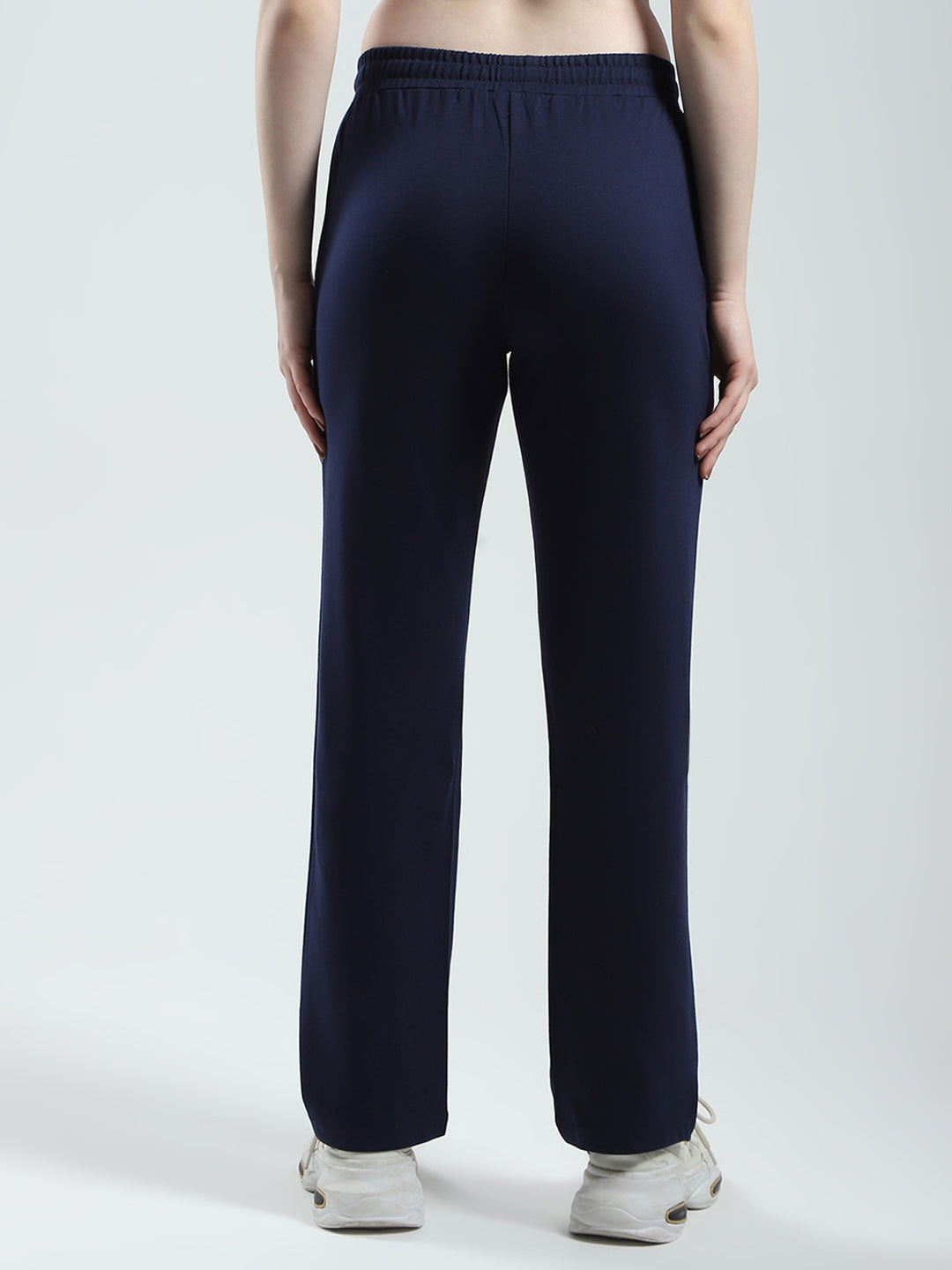 Women Navy Blue Solid Regular Fit Lower
